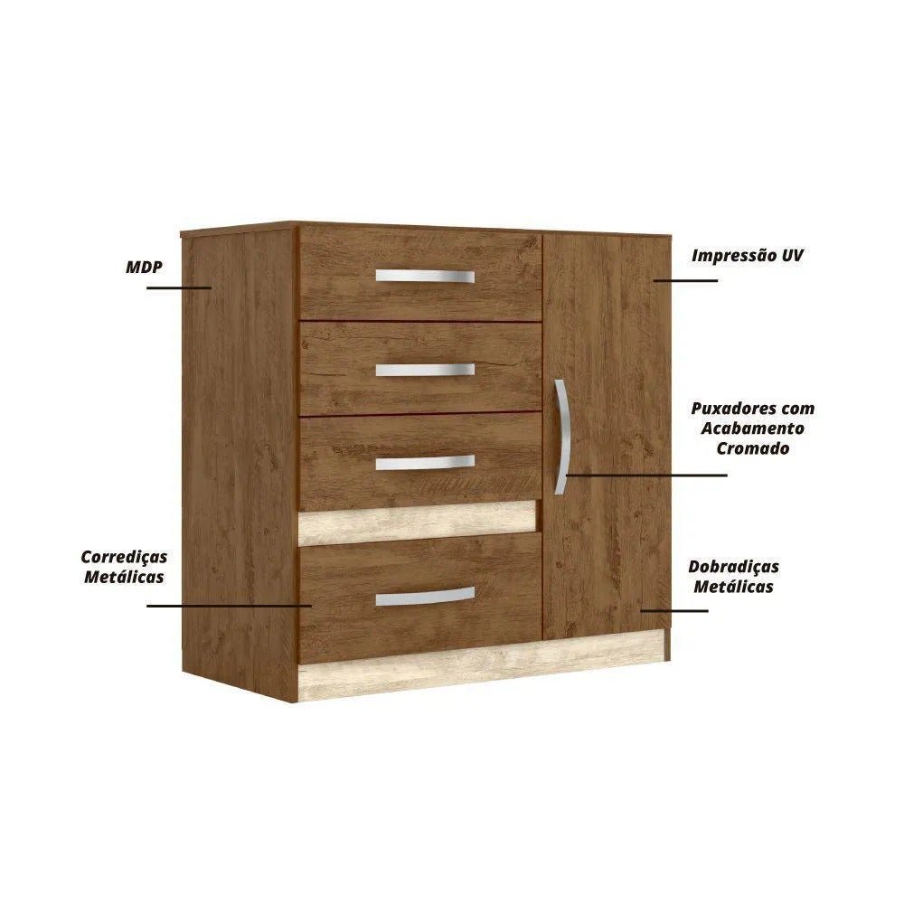 Cômoda Sapateira Venus Moval Castanho Wood/Avelã Flex - 5