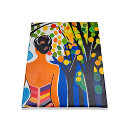 Mini Quadro Garota sob Árvore Colorida Pintado a Mão 30x25cm - 5