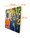 Ver imagem 7 de Mini Quadro Garota sob Árvore Colorida Pintado a Mão 30x25cm