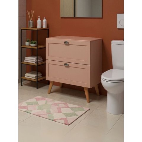 Gabinete para Banheiro com Tampo 80cm Retro MDF Rosa Milano - On Móveis
