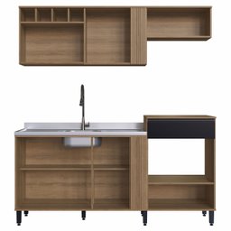 Cozinha Compacta 5 Portas 1 Gaveta Laura LA0010 Mel/Preto Touch Delmarco - 3