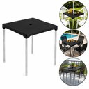 Ver imagem 1 de Mesa Aluminio Preta Desmontavel Grande Gourmet 70cm Suporte Porta Guarda Sol Mesinha Multiuso Varand