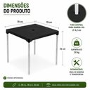 Ver mais imagens de Mesa Aluminio Preta Desmontavel Grande Gourmet 70cm Suporte Porta Guarda Sol Mesinha Multiuso Varand