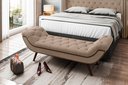 Ver imagem 1 de Puff Recamier Decorativo Tamanho Casal com Tachas 140 cm Santorini P05 Veludo Bege - Lyam Decor