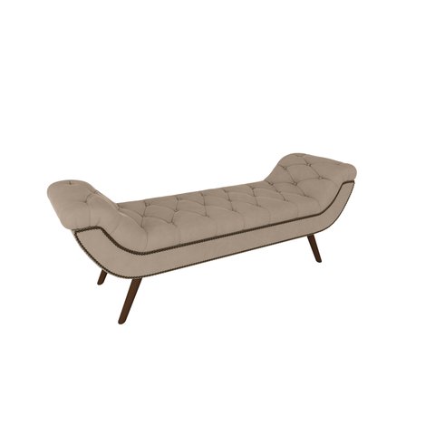 Puff Recamier Decorativo Tamanho Casal com Tachas 140 cm Santorini P05 Veludo Bege - Lyam Decor