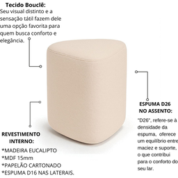 Puff Triangulo Trevi Decorativo Organico Tecido em Boucle - 4