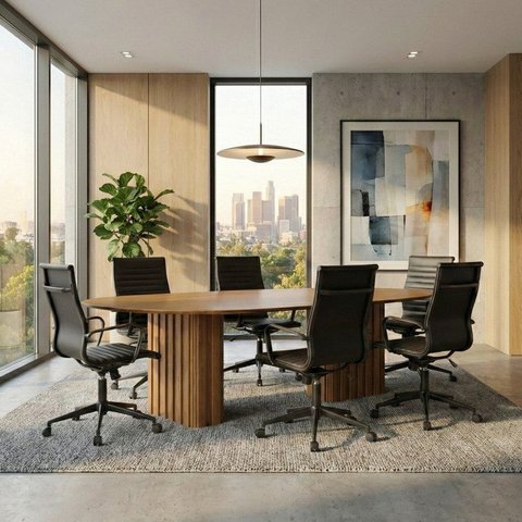 Kit 7 Peças com Mesa de Reunião e 6 Cadeiras Sevilha Espresso Móveis Marrom/Freijo/Preto