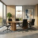 Ver imagem 1 de Kit 7 Peças com Mesa de Reunião e 6 Cadeiras Sevilha Espresso Móveis Marrom/Freijo/Preto