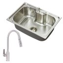 Ver imagem 1 de Cuba Pia Gourmet com Torneira Monocomando Inox Cozinha Bancada Mesa Dispenser Escorredor Valvula Sif