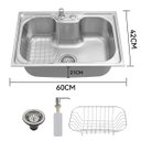 Ver imagem 5 de Cuba Pia Gourmet com Torneira Monocomando Inox Cozinha Bancada Mesa Dispenser Escorredor Valvula Sif
