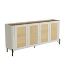 Ver imagem 2 de Aparador Buffet Porta Sextavada 180cm Pés Metal 100% Mdf Cor:louro e Luna com Preto