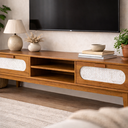 Ver imagem 2 de Rack Santorini 180cm com Pé Madeira Maciça C/ Amplas Gavetas:naturalle