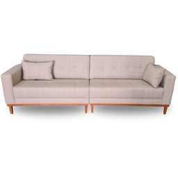 Sofá Gianni | Bipartido Acquablock & Base de Madeira | 270cm - Linhão Bege - 1