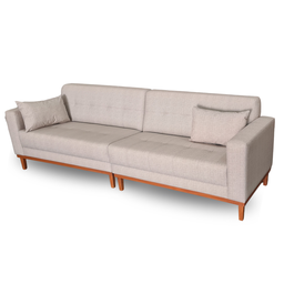 Sofá Gianni | Bipartido Acquablock & Base de Madeira | 270cm - Linhão Bege - 2