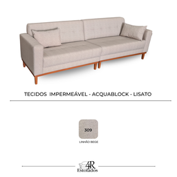 Sofá Gianni | Bipartido Acquablock & Base de Madeira | 270cm - Linhão Bege - 3