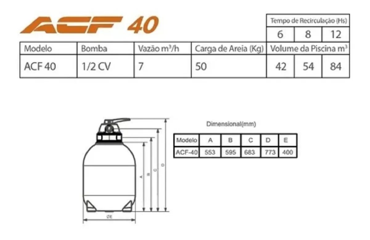 Filtro ACF 40 Para Piscinas 54000 Litros - 2