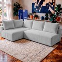 Ver imagem 1 de Sofá de Canto Modular Vibe Esquerdo 2,70m x 1,70m Xpand Tech Tecido Velourê Cinza Claro Cama Inbox