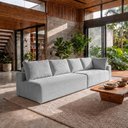 Ver imagem 4 de Sofá de Canto Modular Vibe Esquerdo 2,70m x 1,70m Xpand Tech Tecido Velourê Cinza Claro Cama Inbox