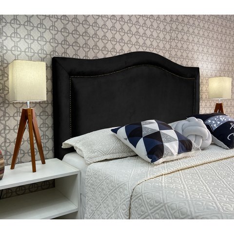 Cabeceira Cama Queen Sevilha Provençal Diamond Suede Preto 60 Rbl
