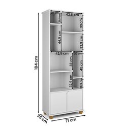 Livreiro Taurus Sala Escritório com 2 Portas e Nichos Branco - 4
