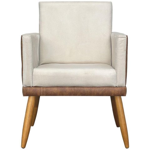 Poltrona Decorativa Lis Corino e Pé Palito 30 Cm Castanho - Bege Suede Corino