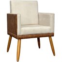 Ver imagem 2 de Poltrona Decorativa Lis Corino e Pé Palito 30 Cm Castanho - Bege Suede Corino