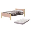Ver imagem 1 de Cama Solteiro Simba Rosa Fosco Pés Madeira Natural com Colchão D20 - Reller Móveis Rosa Fosco