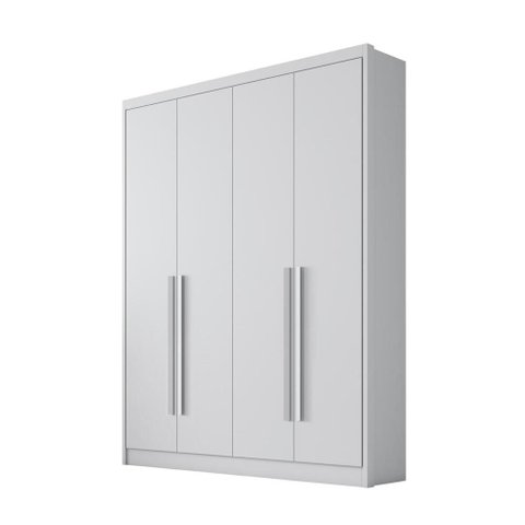 Guarda Roupa Casal Moderni New 4 Portas 3 Gavetas Nh Rei de Casa Neve