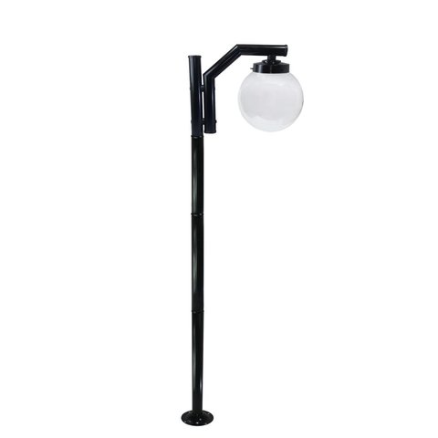 Poste de Jardim P23/1 com Globo de Vidro Transparente 15x30 2,16m em Aço Fosfatizado Preto