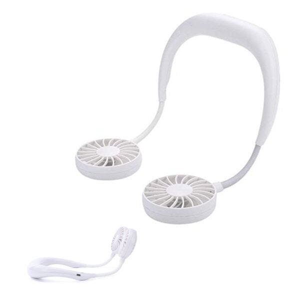 Ventilador USB Bateria Lazer Esportes Mini Portátil Pendurar Branco Pescoço