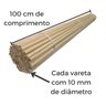 10 Poleiro Bastão Vareta Cavilha Madeira Pinus Liso 10mmx1m - 2