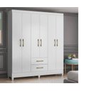 Ver imagem 1 de Guarda Roupa Casal Panama 6 Portas 2 Gavetas Branco - Moval