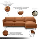Ver imagem 3 de Sofá Decorativo Karine 5 Lugares Sala de Estar 300cm com Chaise Pés em Aço Couro Conhaque G88 - Gran
