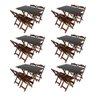 Kit 6 Conjuntos De Mesa Dobrável 120X70 Imbuia Com 4 Cadeiras Marrom - 1