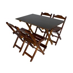 Kit 6 Conjuntos De Mesa Dobrável 120X70 Imbuia Com 4 Cadeiras Marrom - 6