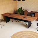 Ver imagem 1 de Mesa de Reunião Bipartida 300x90cm em MDF Nogal/Preto Corporate