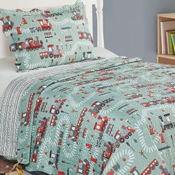 Cobre Leito Solteiro Prink Patchwork Infantil 02 Peças - Trenzinho - 2