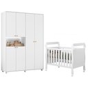 Ver imagem 1 de Berço Americano Mini Cama Soninho com Guarda Roupa Infantil Vittoria Branco - Móveis Albatroz