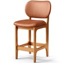 Ver imagem 1 de Banqueta Baixa Bar Cozinha Sala Jantar Fixa Betta L02 Imbuia Couríssimo Camel - Lyam Decor Banqueta