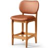 Banqueta Baixa Bar Cozinha Sala Jantar Fixa Betta L02 Imbuia Couríssimo Camel - Lyam Decor Banqueta - 1