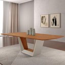 Ver imagem 6 de Mesa para Sala de Jantar Rubi 220cm Moderna Mobília Off White com Off White-cinamomo Imbuia