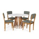 Ver imagem 1 de Mesa de Jantar Redonda Gabi Nat/bran com 4 Cadeiras Estofadas Ella Cinza
