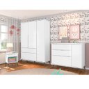 Ver imagem 1 de Jogo de Quarto Infantil de Bebê Melinda Branco Roupeiro + Cômoda + Mesa de Apoio - Phoenix Baby