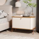 Ver imagem 2 de Conjunto com 2 Mesas de Cabeceira Curva 1 Porta Pés e Puxadores em Metal 76cm Tucupí Bege Off White/Nature/Bronze