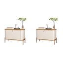Ver imagem 1 de Conjunto com 2 Mesas de Cabeceira Curva 1 Porta Pés e Puxadores em Metal 76cm Tucupí Bege Off White/Nature/Bronze
