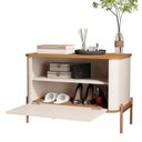 Ver imagem 7 de Conjunto com 2 Mesas de Cabeceira Curva 1 Porta Pés e Puxadores em Metal 76cm Tucupí Bege Off White/Nature/Bronze