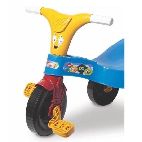Motoca infantil com empurrador com haste triciclo azul