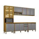 Ver imagem 1 de Cozinha Eduarda Plus 5 Peças Cristaleira 260 cm com Vidro Reflecta Aéreo 2PTS Cinamomo/Cinza