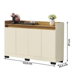 Aparador Buffet Sala Lord 4 Portas Perola/Mel - 4