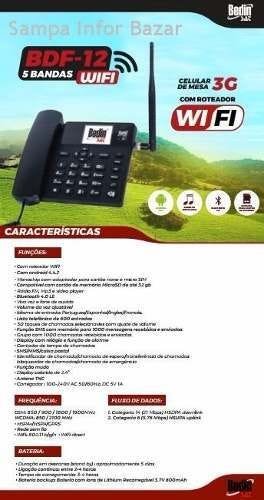 Telefone Celular Rural Mesa Wi-Fi 3G Integrado Bdf-12 - Preto - 2